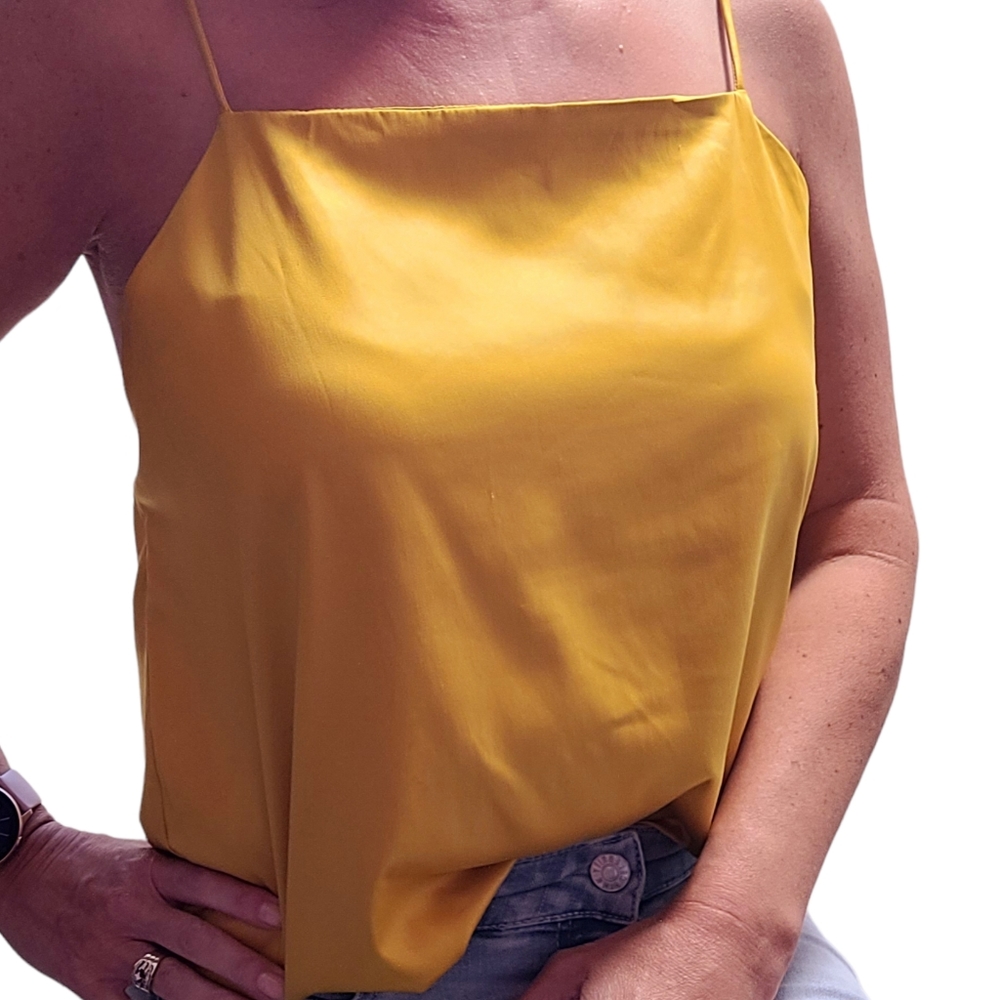 Zara Spaghetti Strap Tank Top Mustard Gold Size Medium